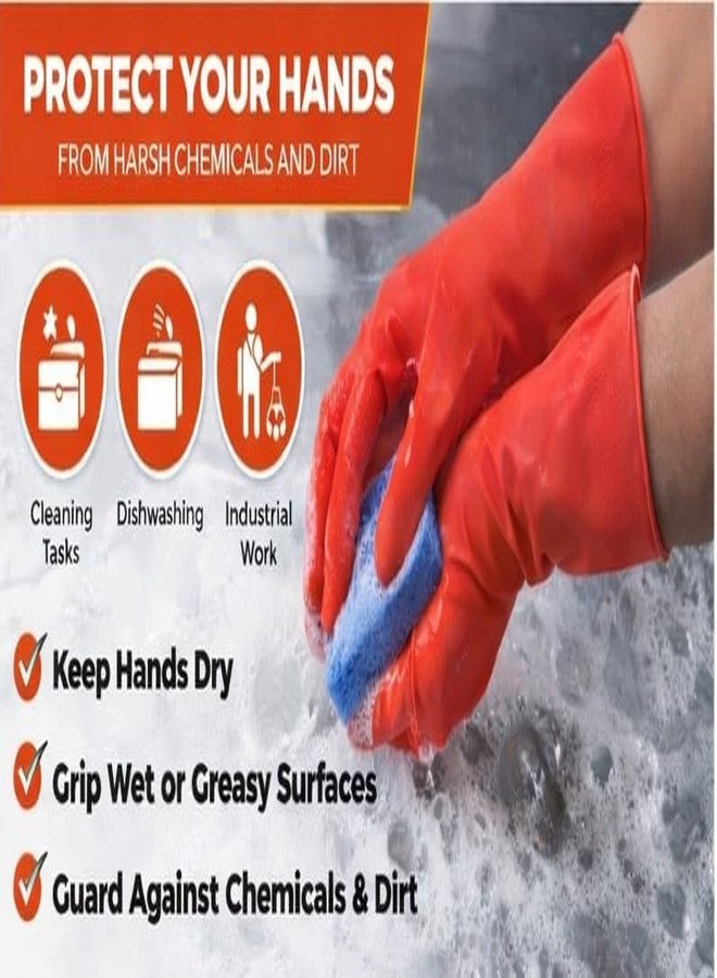 LADWA Pre-mium Household Rubber Hand gloves red Color (1 Pair) for Dishwashing, gardening, kitchen cleaning - Image 3